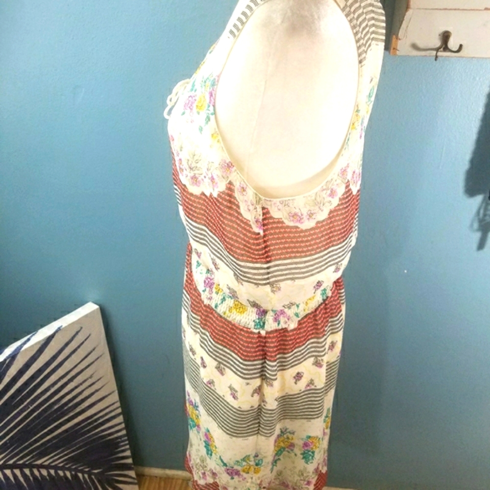Free People Boho Floral striped Midi Dress Sz small/sm - Picture 7 of 8
